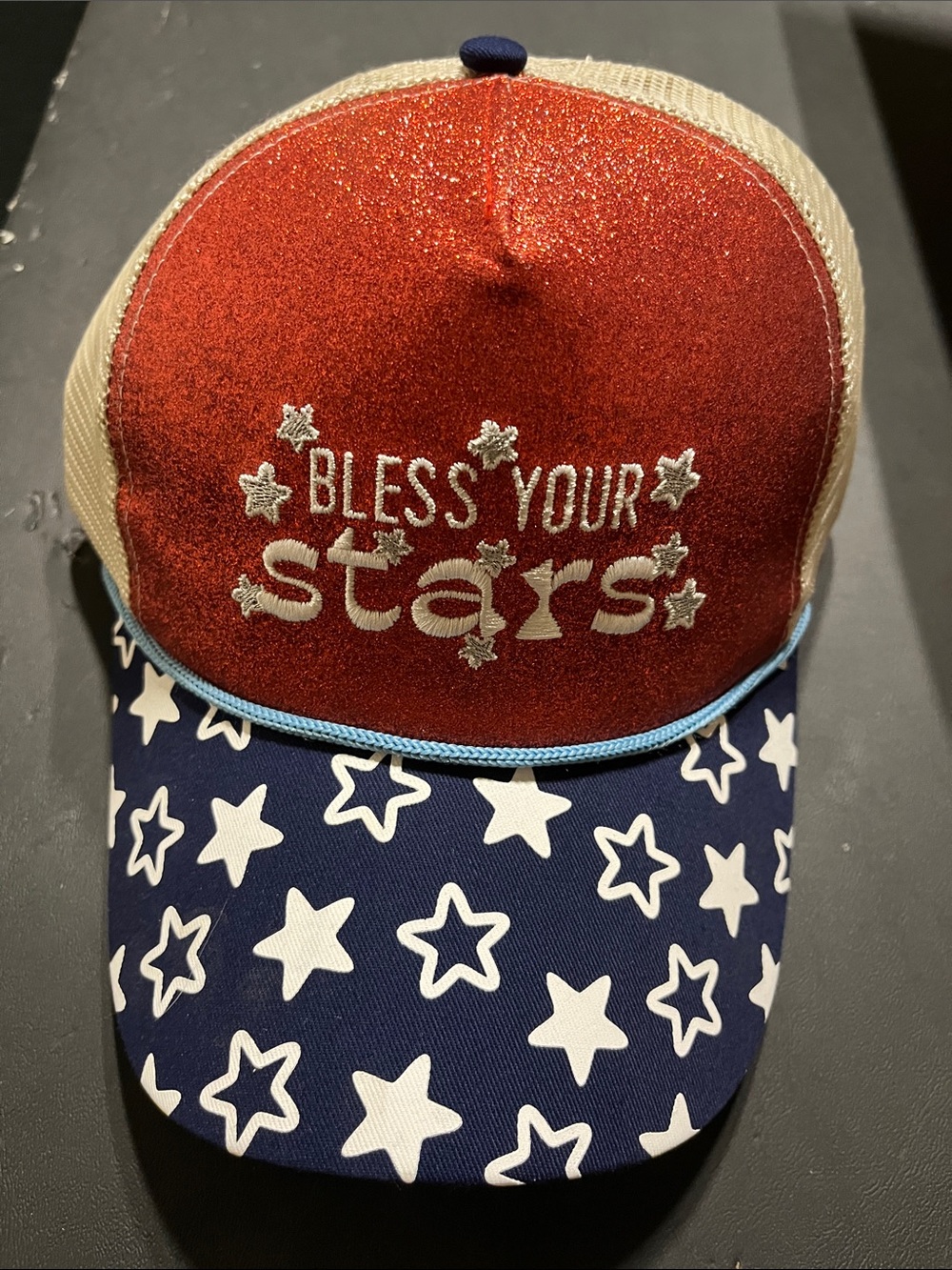 ‘Bless Your Stars' Red & Navy Star Trucker Hat